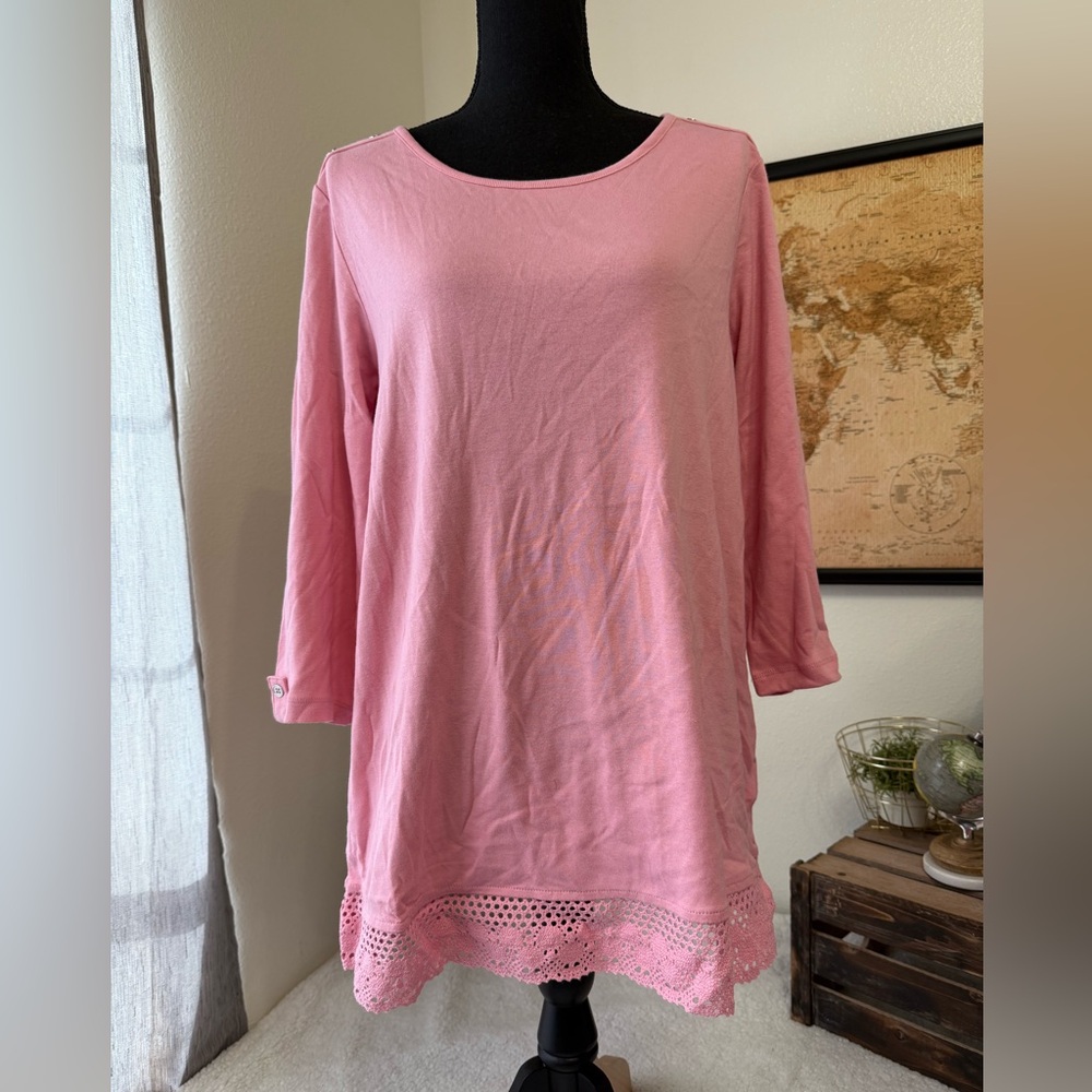 Karen Scott pink 3/4 sleeve top 0X